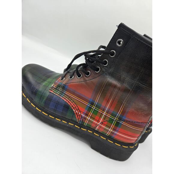 Dr. Martens 1460 Tartan Plaid Leather 8 Eye Lace Up Combat Boot Unisex 8M/9L - Picture 9 of 9